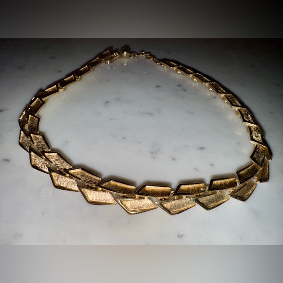 Trifari Jewelry - Vintage Trifari Gold Choker, Geometric Design